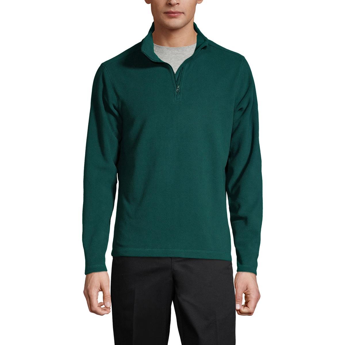 Lands End School Uniform Mens Lightweight Fleece Quarter Zip Pullover Jacket Product Image