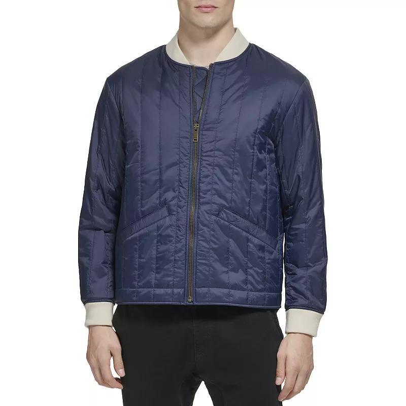 Mens Dockers Bomber Jacket with Vertical Quilting Blue Product Image