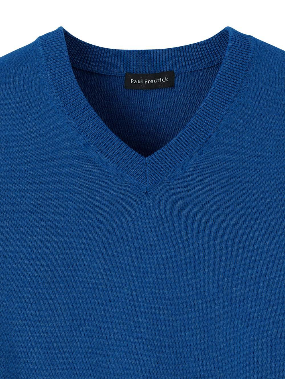 Supima Cotton V-neck Sweater - Blue Product Image