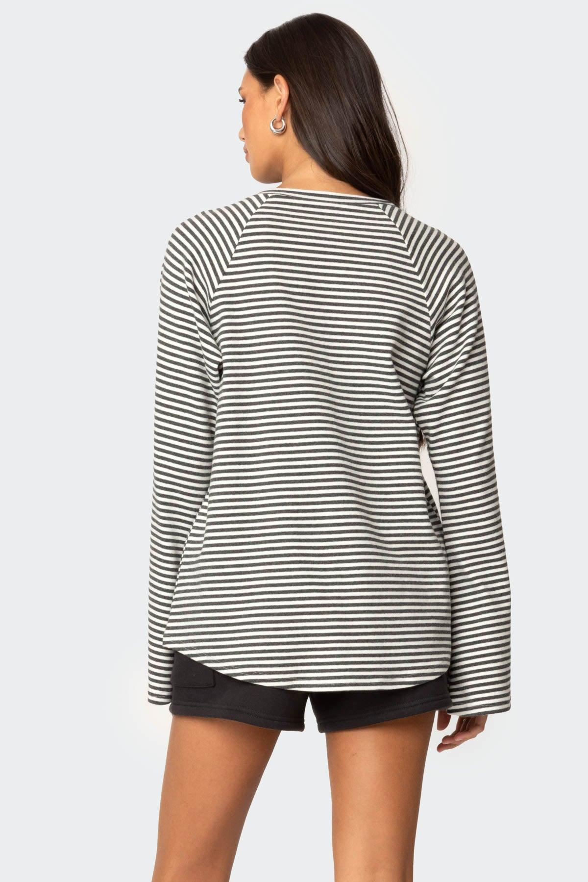 Stripey Oversized Bell Sleeve Top Product Image