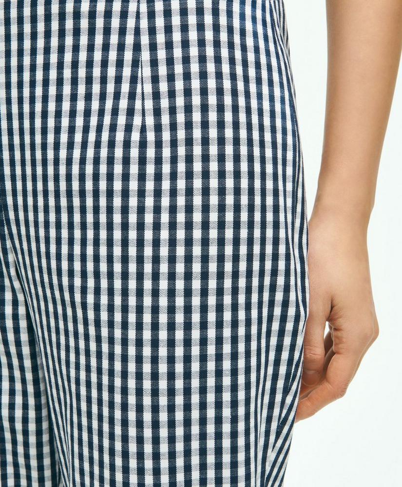 Gingham Side-Zip Pant In Bi-Stretch Cotton Twill Product Image