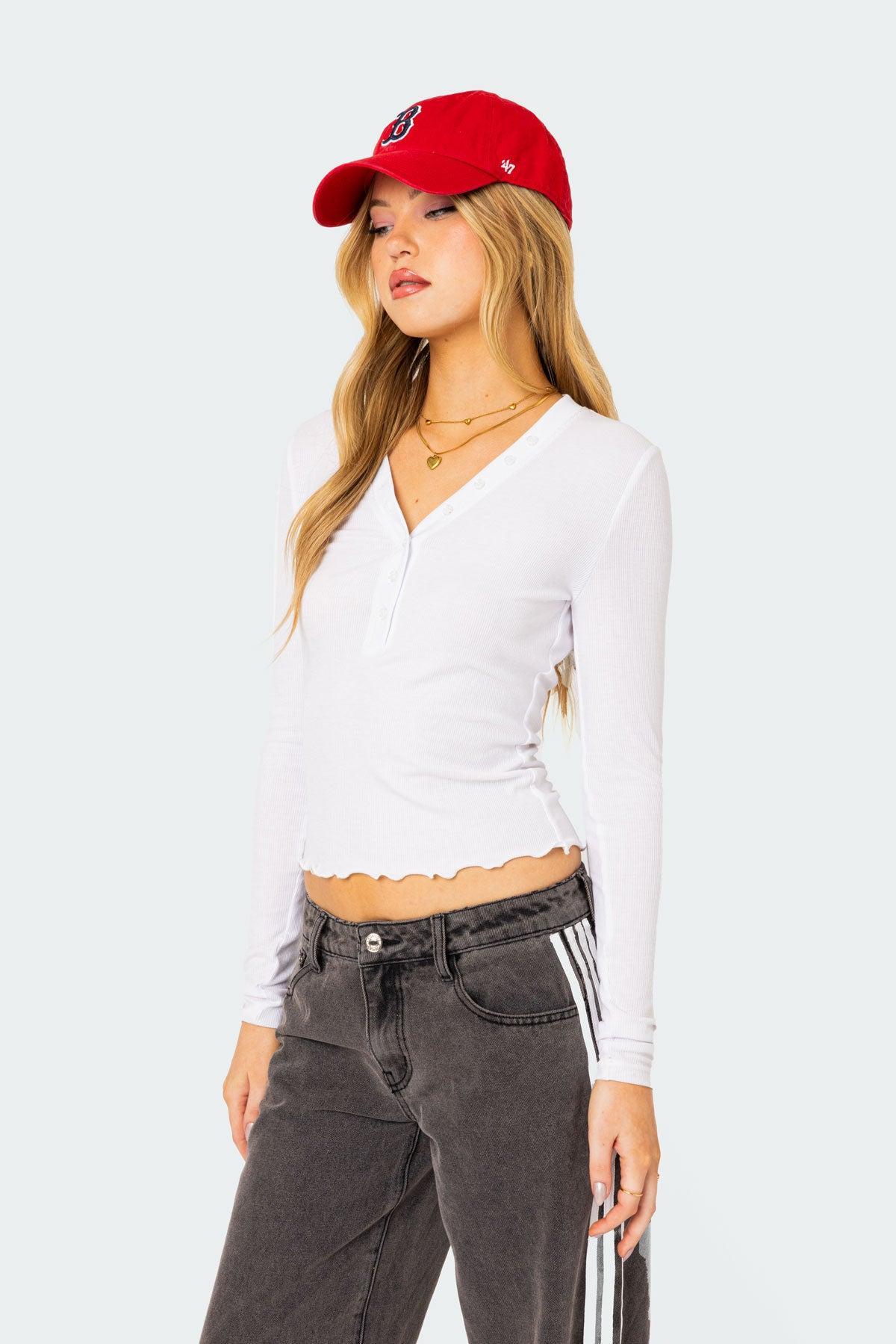 Emerson Button V Neck Top Product Image