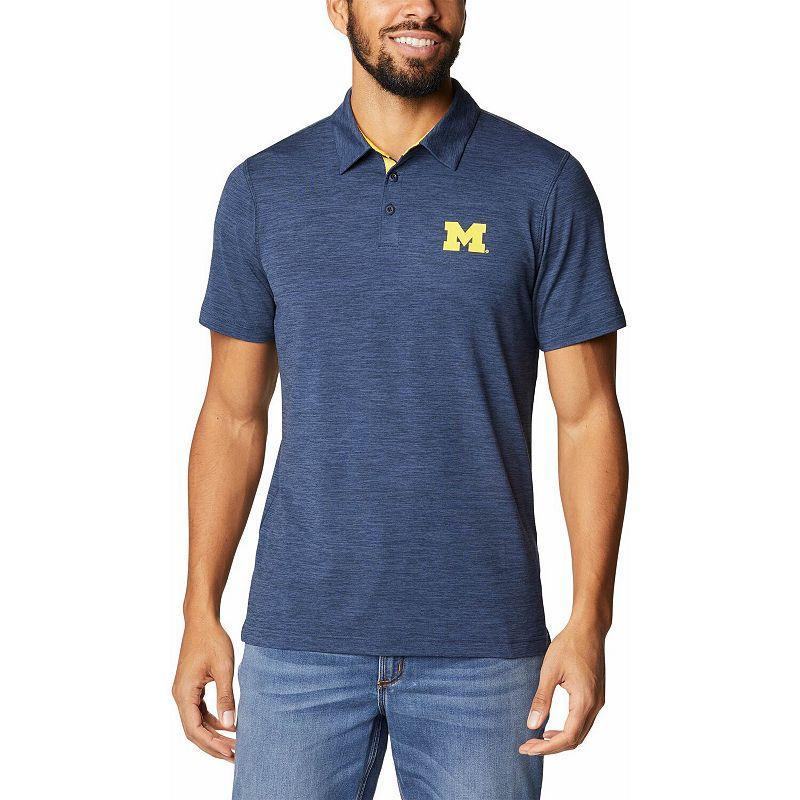 Mens Columbia Navy Michigan Wolverines Tech Trail Omni-Shade Polo Product Image