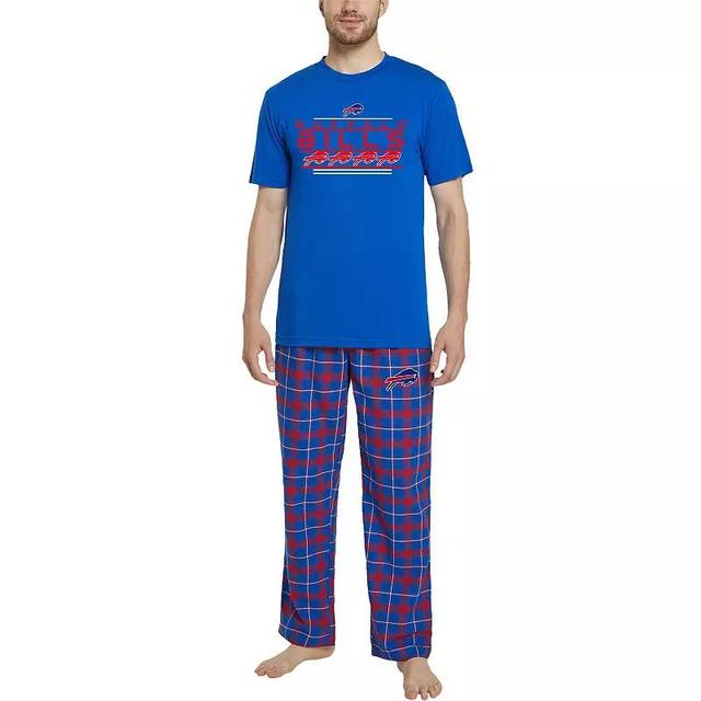 Mens Concepts Sport Royal/Red Buffalo Bills ArcticT-Shirt & Flannel Pants Sleep Set Product Image