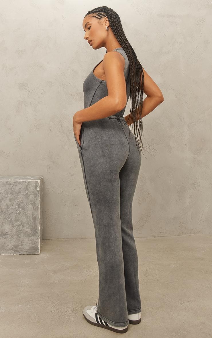 Grey Marl Acid Wash Zip Tie Jumpsuit Product Image