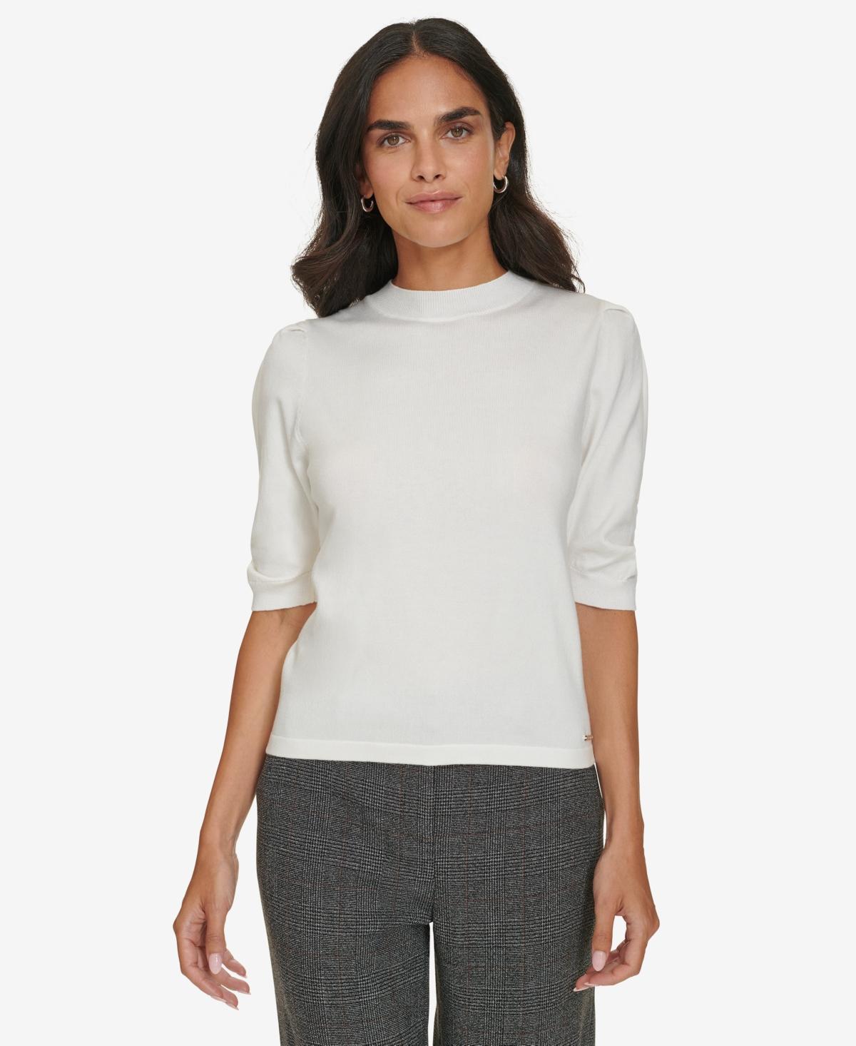 Calvin Klein Womens Elbow-Sleeve Crewneck Sweater Product Image