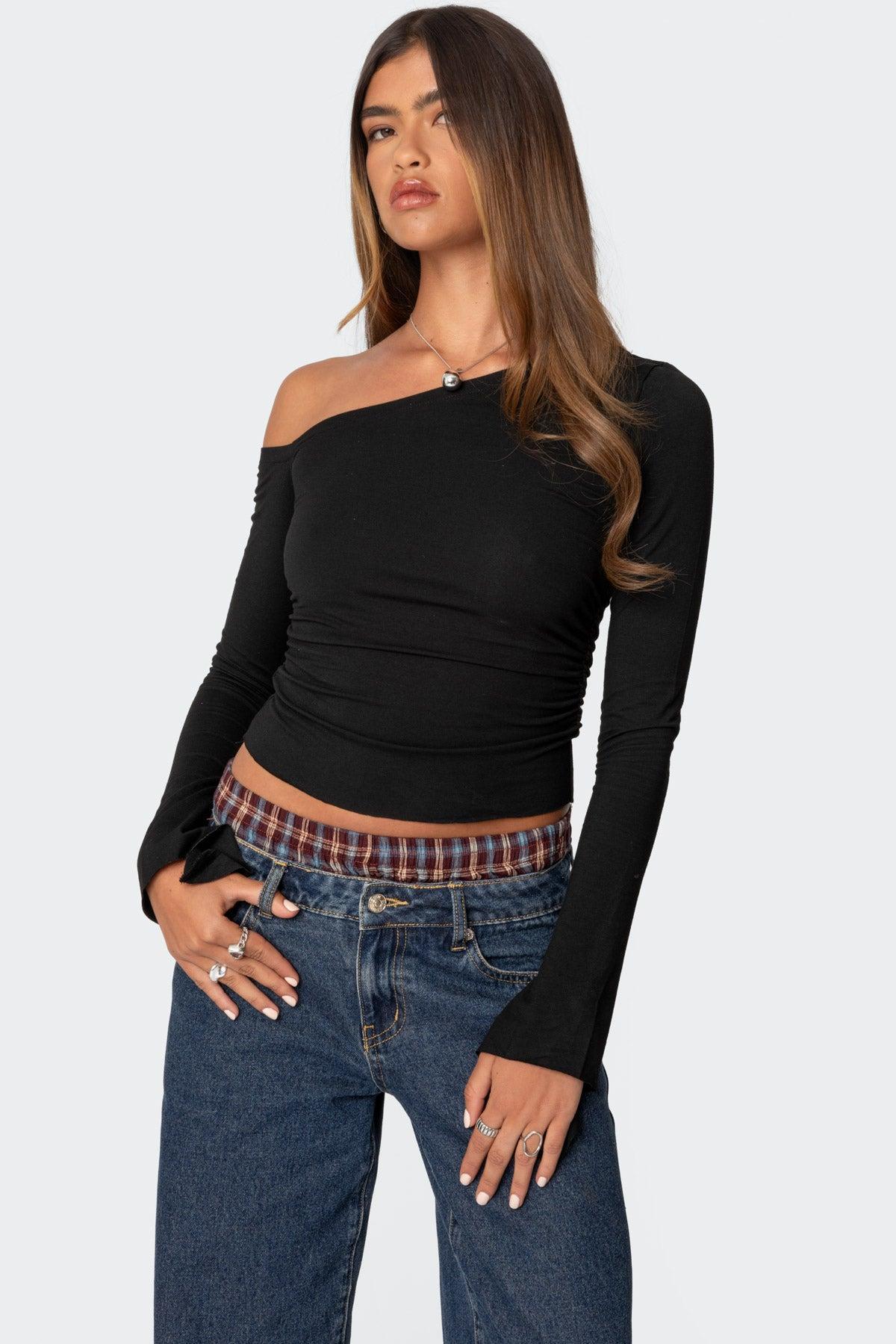 Stacie Asymmetric Long Sleeve Top Product Image