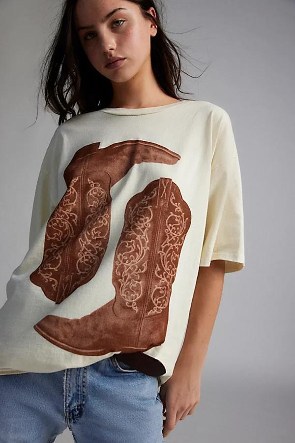 Photoreal Cowboy Boots Oversized Graphic T-Shirt Dress Womens at Urban Outfitters Product Image