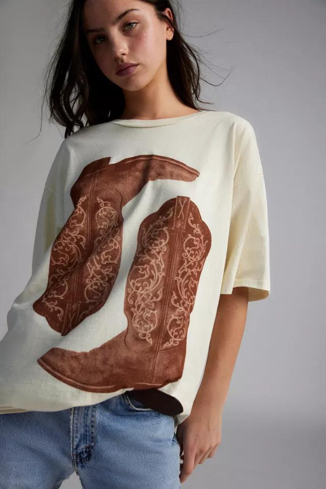 Photoreal Cowboy Boots Oversized Graphic T-Shirt Dress Product Image