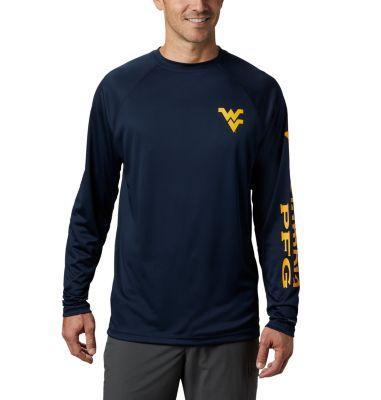 Mens Columbia West Virginia Mountaineers Big & Tall Terminal Tackle Long Sleeve Omni-Shade T-Shirt Blue Product Image