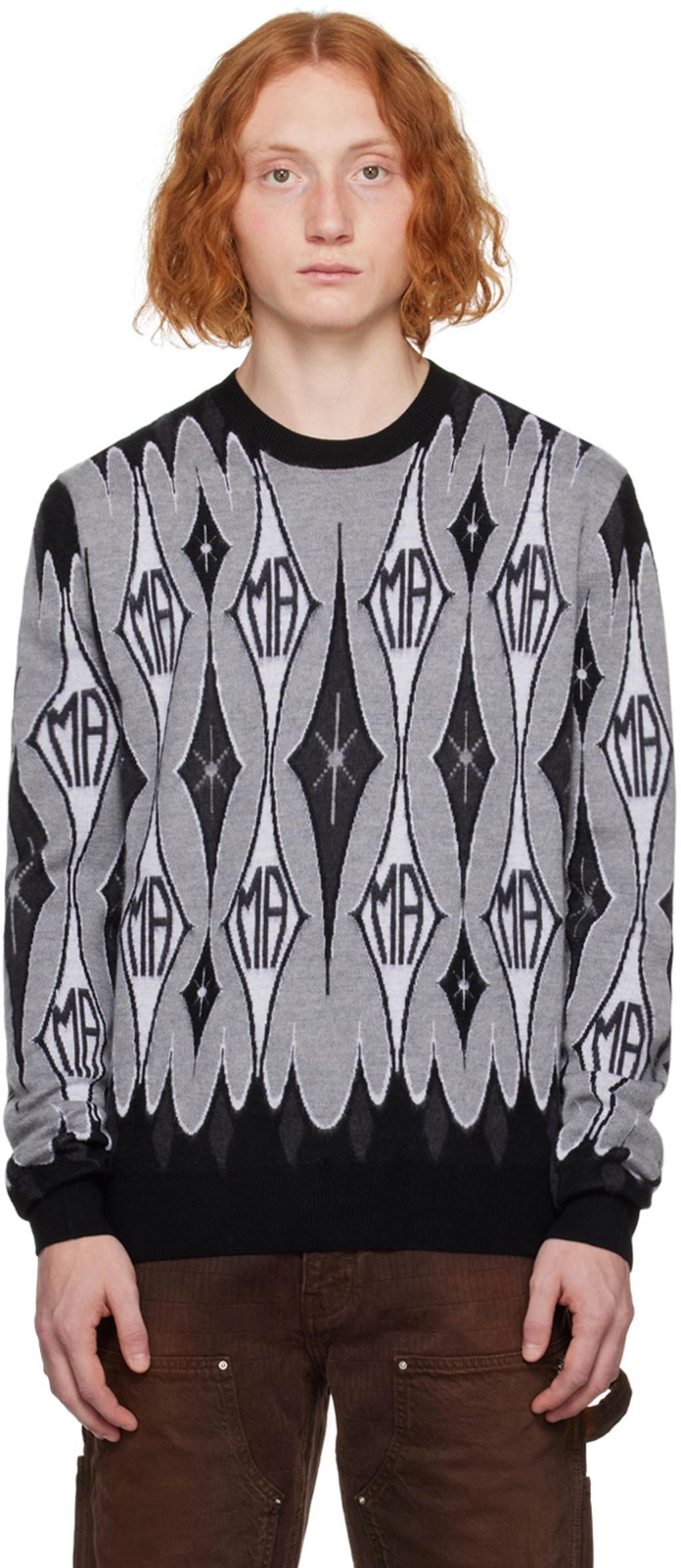 Argyle Ribbed Wool Jumper In Black Product Image