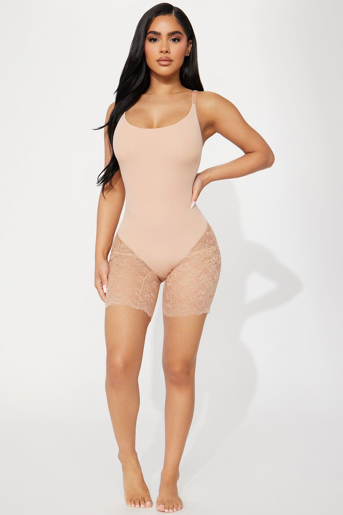 Tight Fit Lace Control Microfiber Shapewear Romper - Mocha Product Image