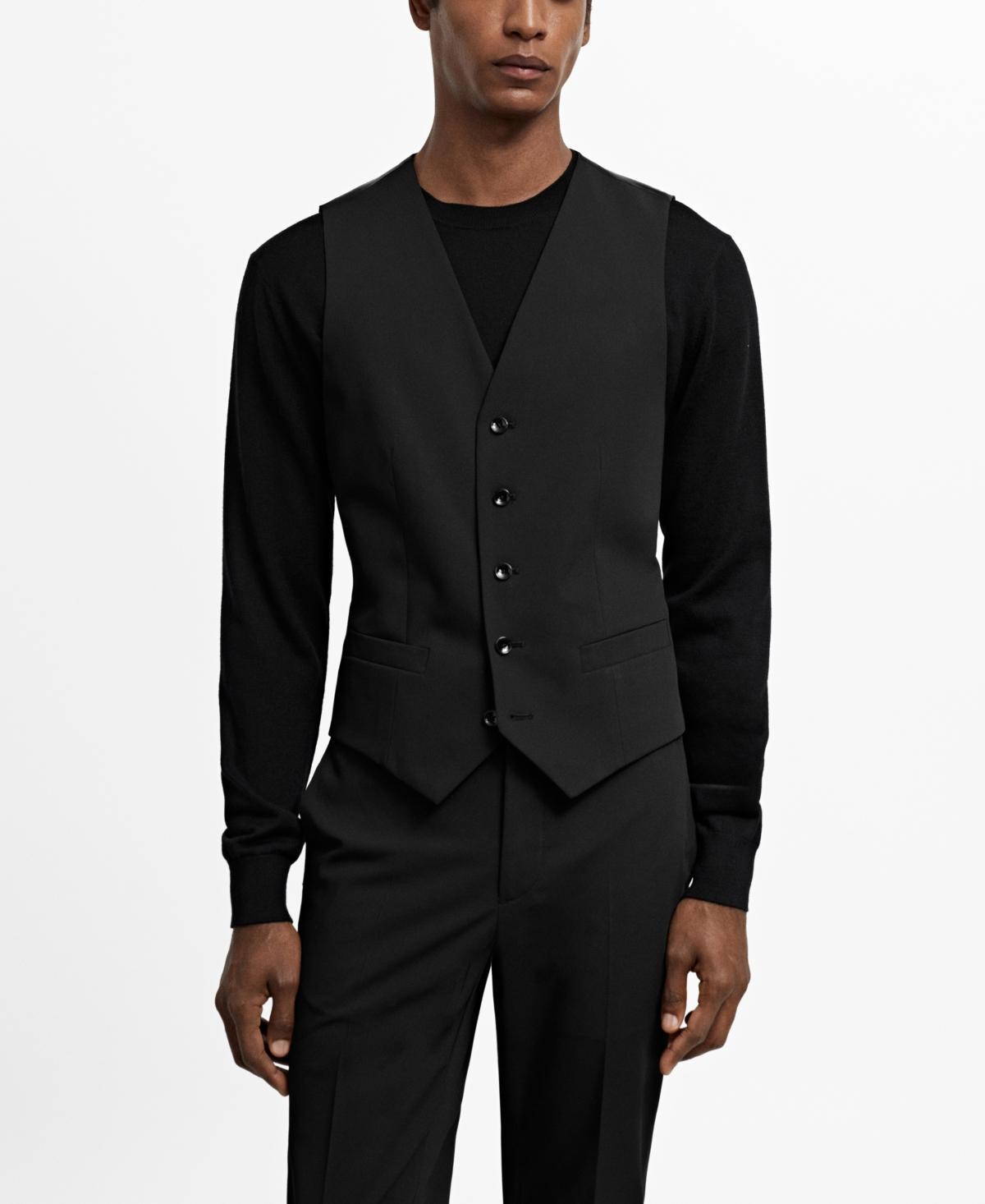 MANGO MAN - Super slim-fit stretch fabric suit vest blackMen Product Image