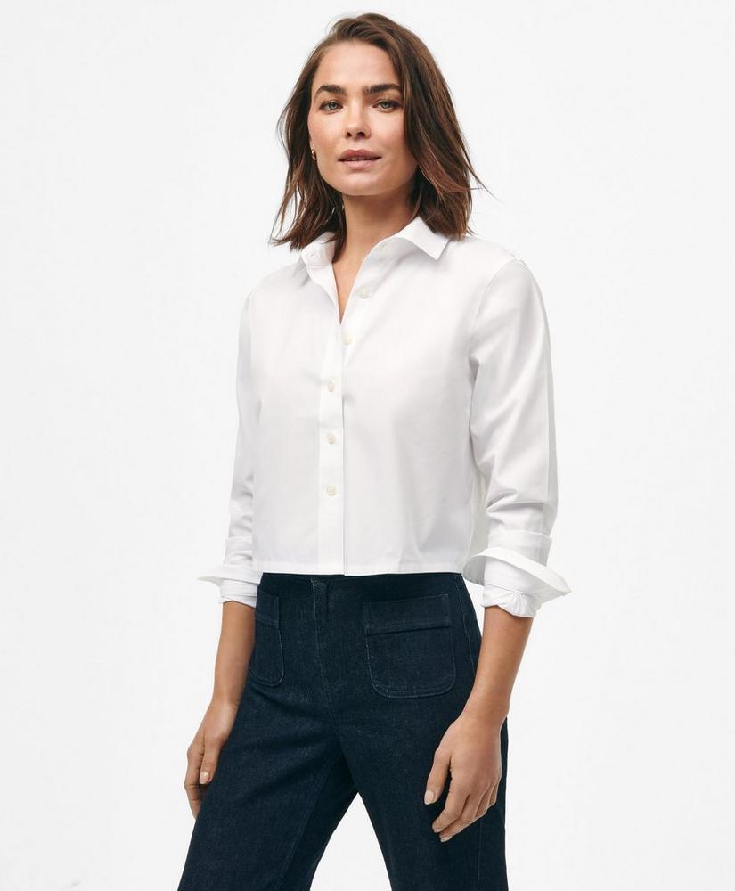 Cropped Shirt in Stretch Supima® Cotton Product Image