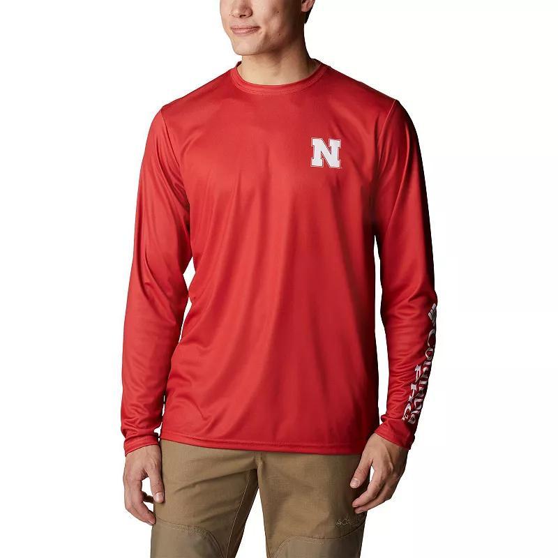 Mens Columbia Scarlet Nebraska Huskers Terminal Shot Omni-Shade Omni-Wick Long Sleeve T-Shirt Product Image