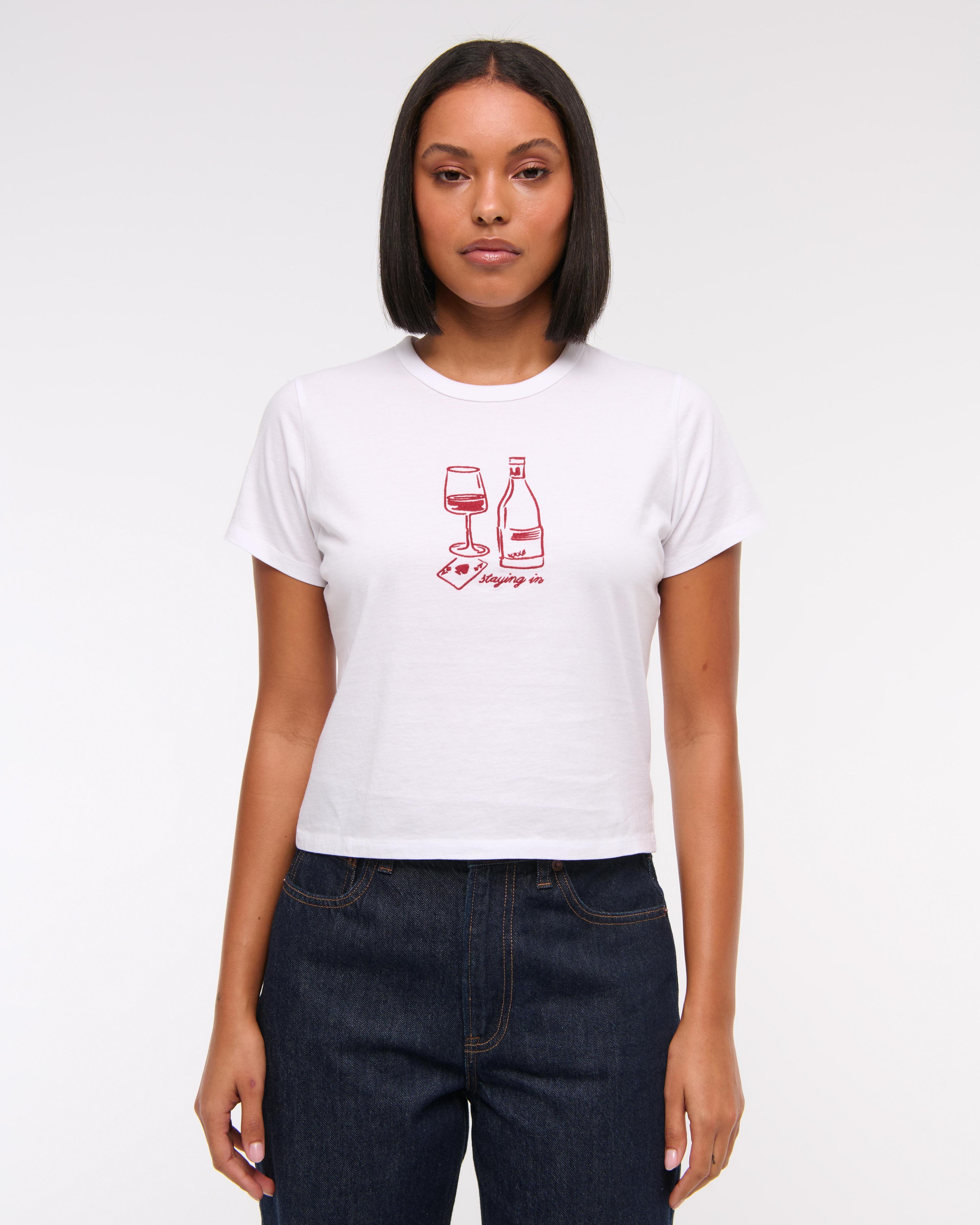 Short-Sleeve Staying In Graphic Skimming Tee Product Image