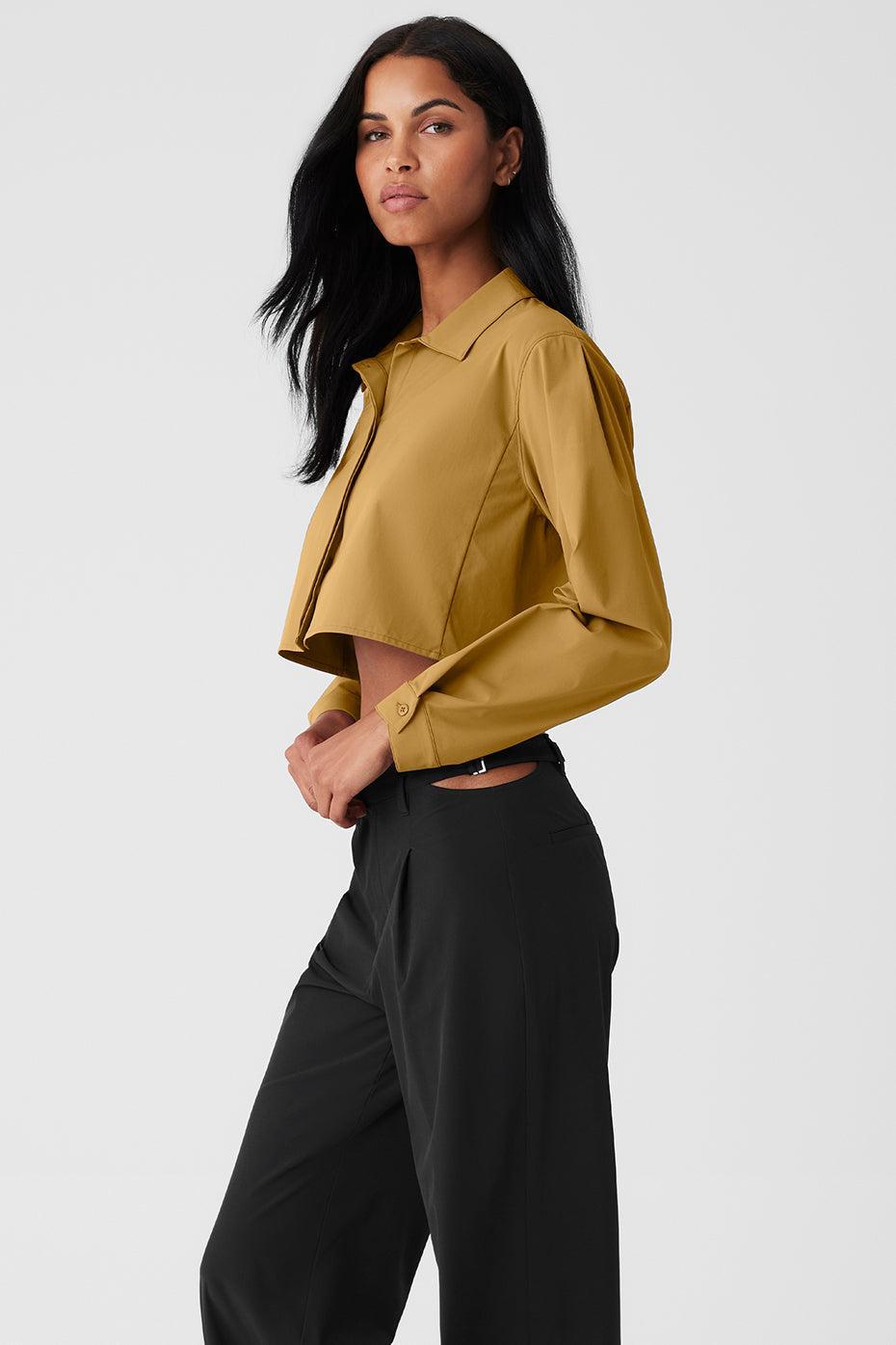 Cropped Take Me Out Button Up - Golden Olive Branch Product Image