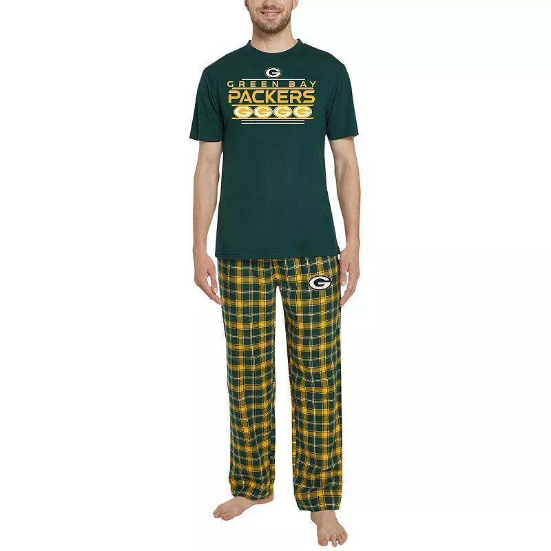 Mens Concepts Sport /Gold Bay Packers ArcticT-Shirt & Flannel Pants Sleep Set Product Image