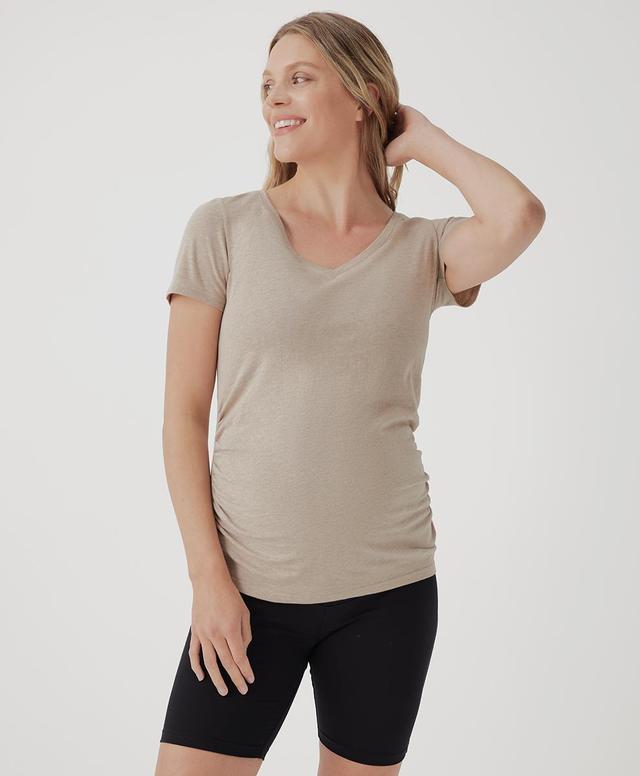 Womens Maternity Ruched V-Neck Tee L Product Image