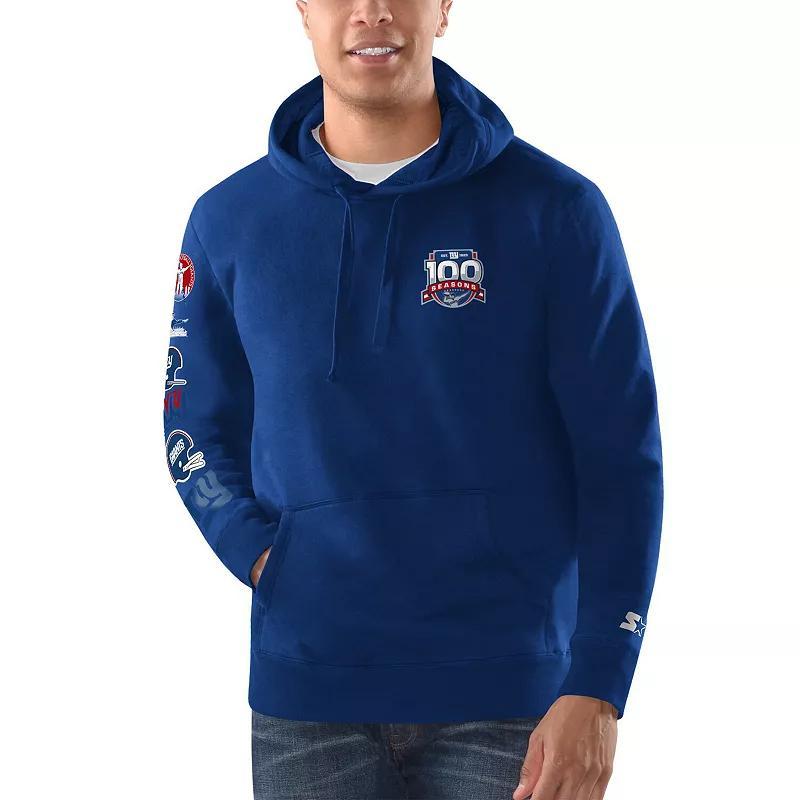 Mens Starter Royal New York Giants 100th Season Pullover Hoodie Product Image