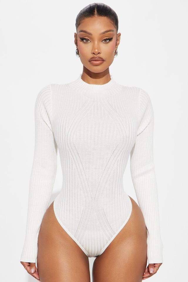 Marenna Sweater Bodysuit - White Product Image