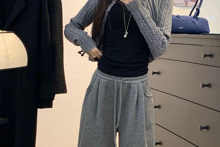 High Rise Plain Wide Leg Sweatpants product image