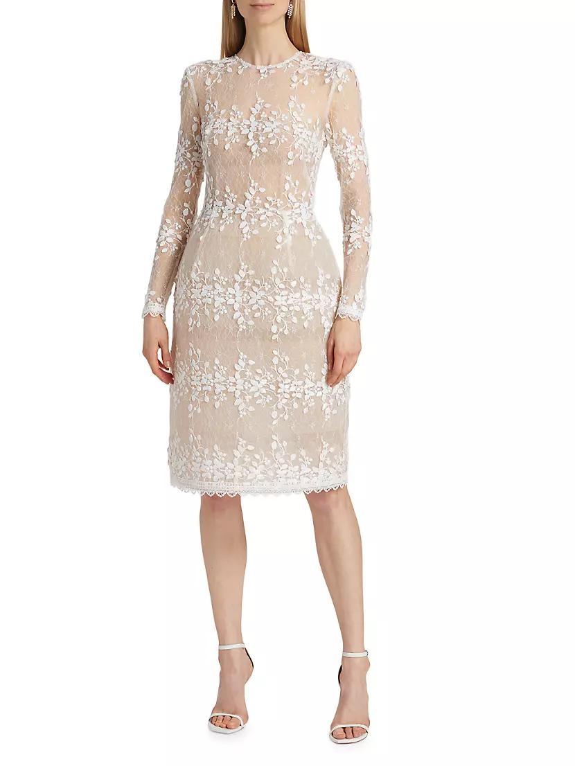 Masey Embroidered Lace Long-Sleeve Midi-Dress Product Image