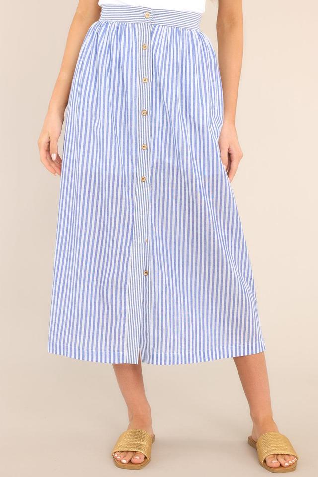 Treasured Blue Striped Button Front Maxi Skirt Product Image