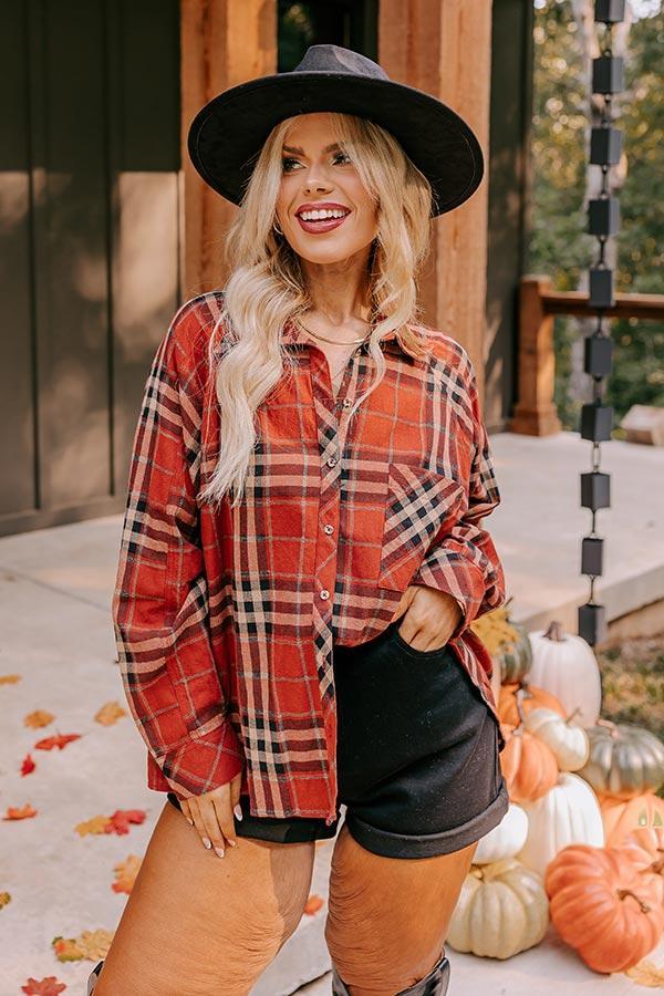 Wait List Plaid Top In Rust Curves product image