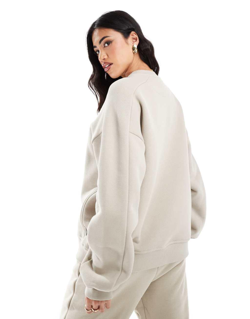 The Couture Club washed essentials oversized crew neck sweat in beige  Product Image