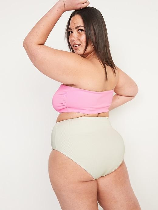 High-Waisted Ribbed Bikini Swim Bottoms Product Image