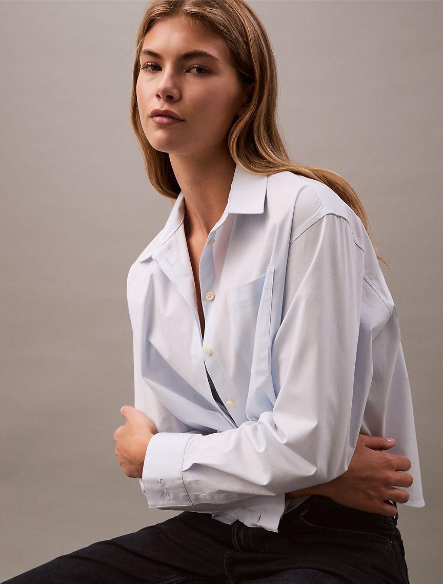 Cotton Poplin Boxy Button-Down Shirt Product Image