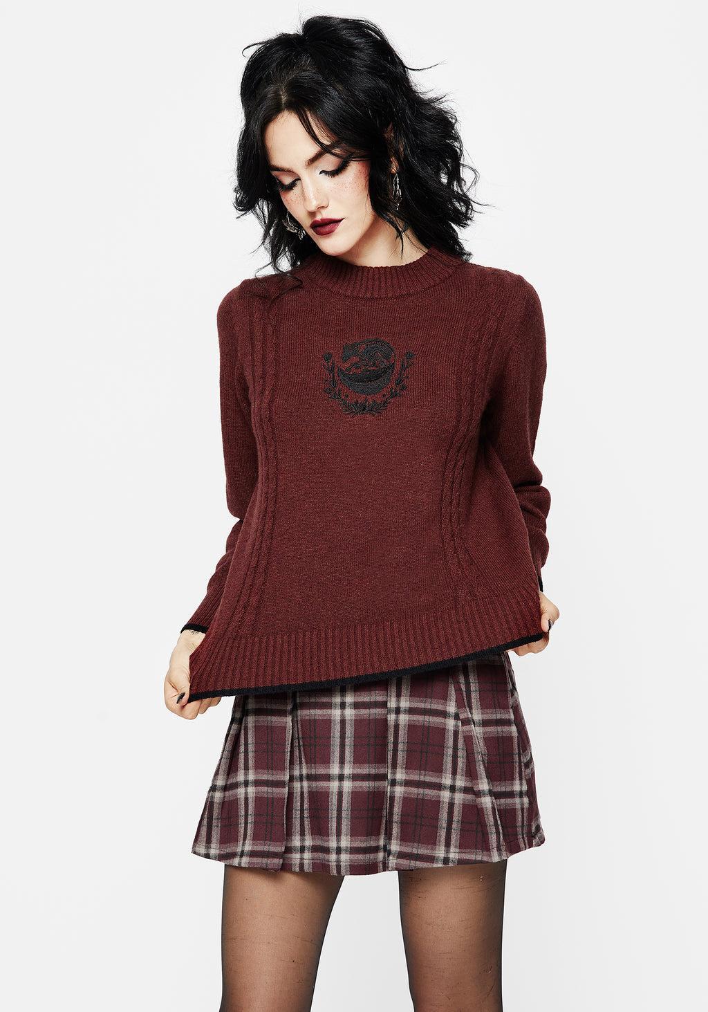 Foxfire Embroidered Cable Knit Sweater Product Image