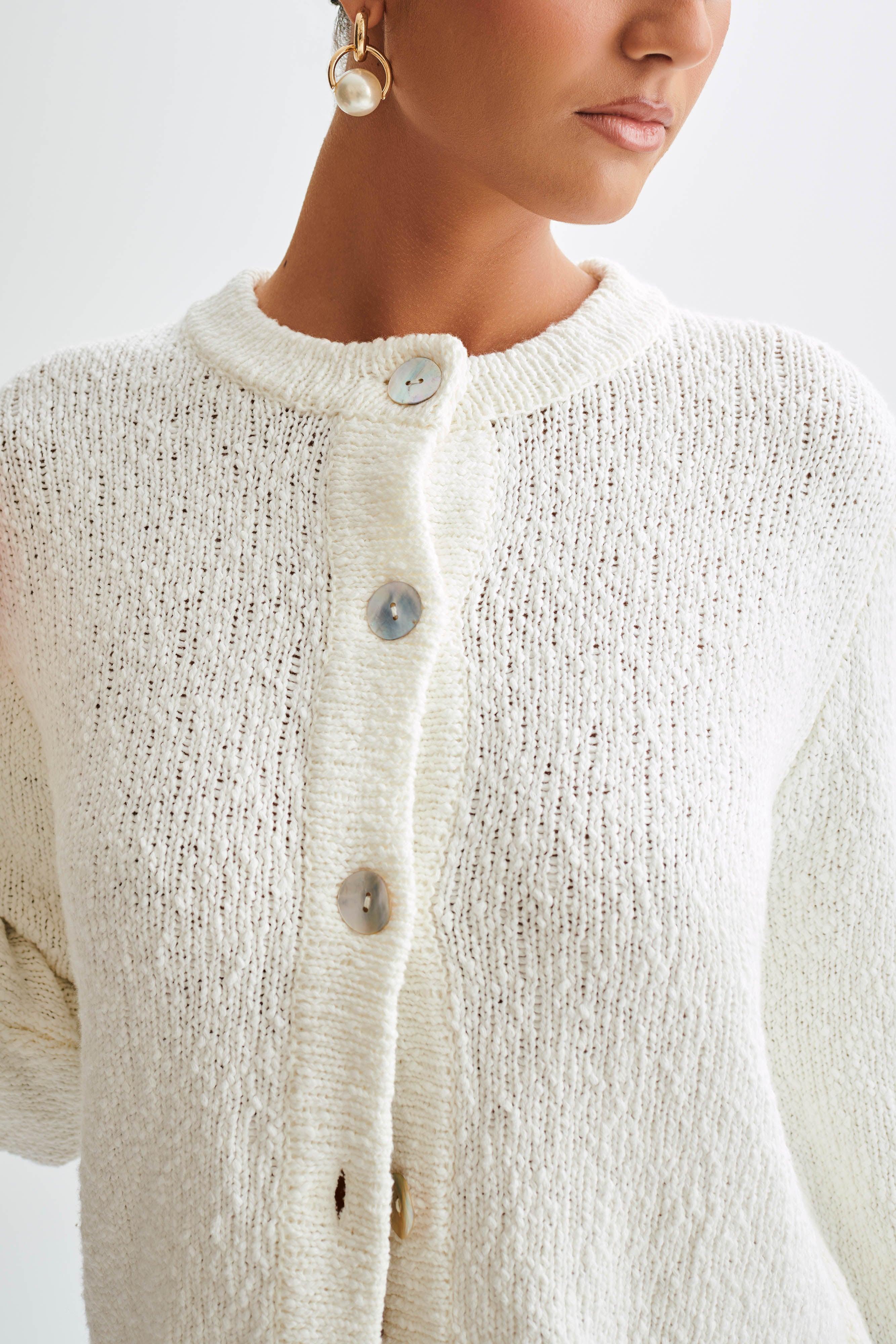 Moira Oversized Boucle Cardigan - White Product Image