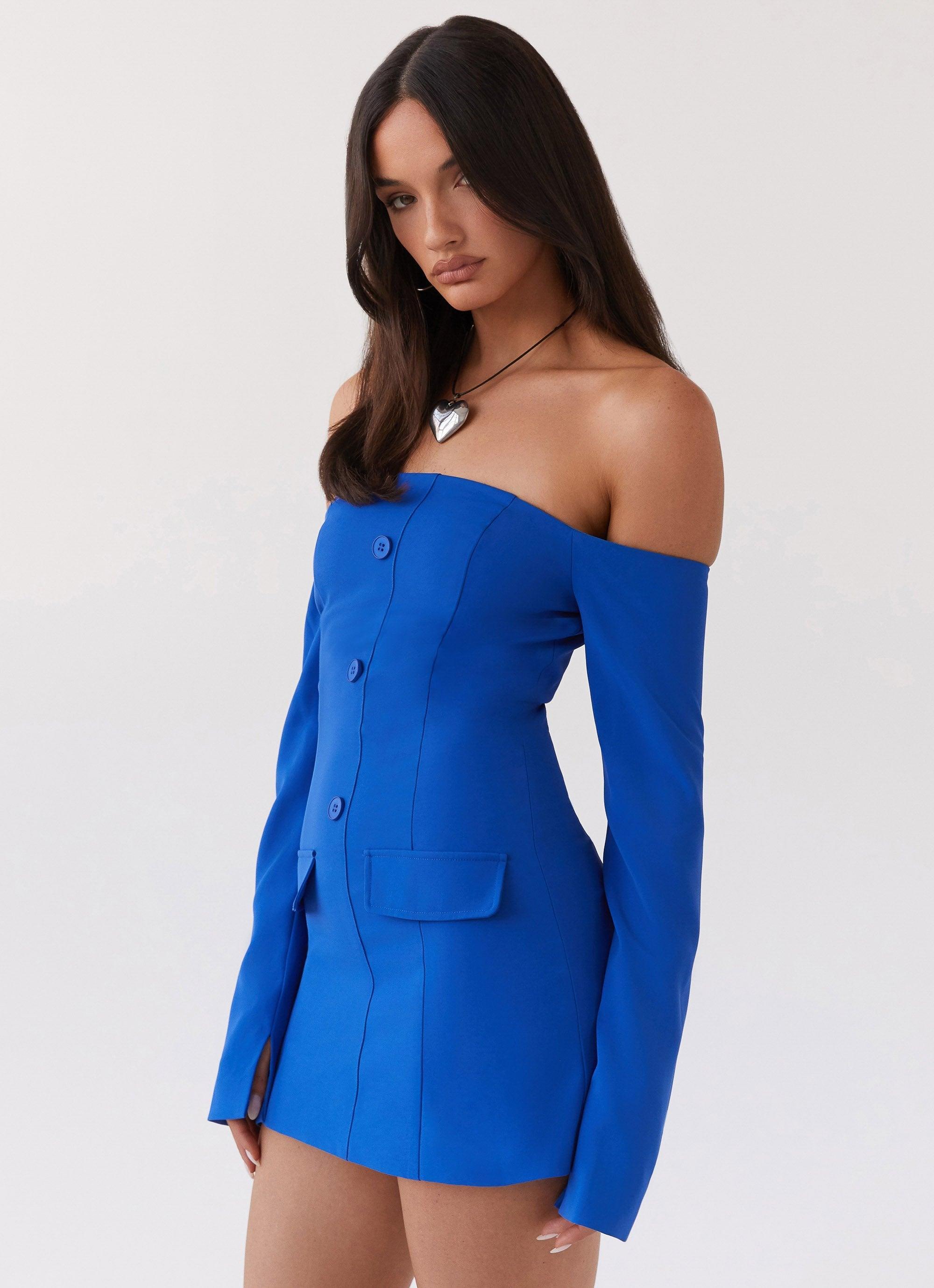 Dominique Blazer Mini Dress - Cobalt Product Image