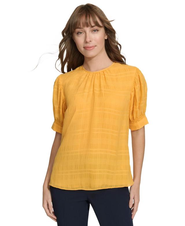 Women's Solid Round-Neck Short-Sleeve Blouse Product Image