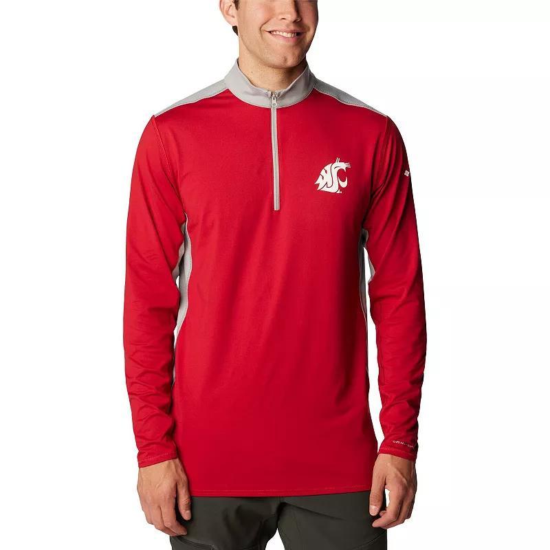 Mens Columbia Crimson Washington State Cougars Tech Trail Omni-Shade Quarter-Zip Top Product Image