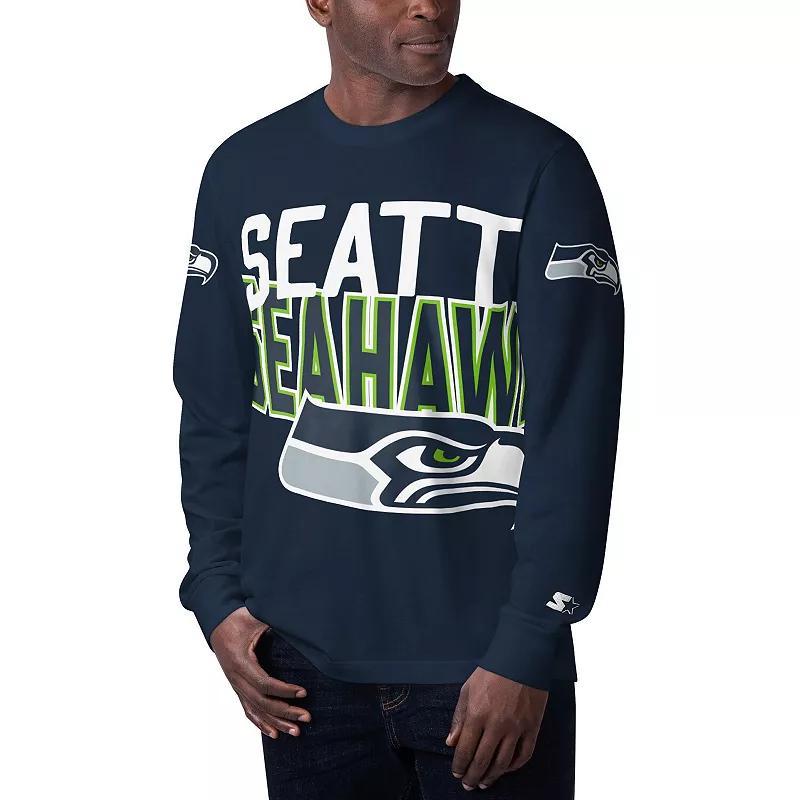 Mens Starter College Navy Seattle Seahawks Clutch Hit Long Sleeve T-shirt Product Image