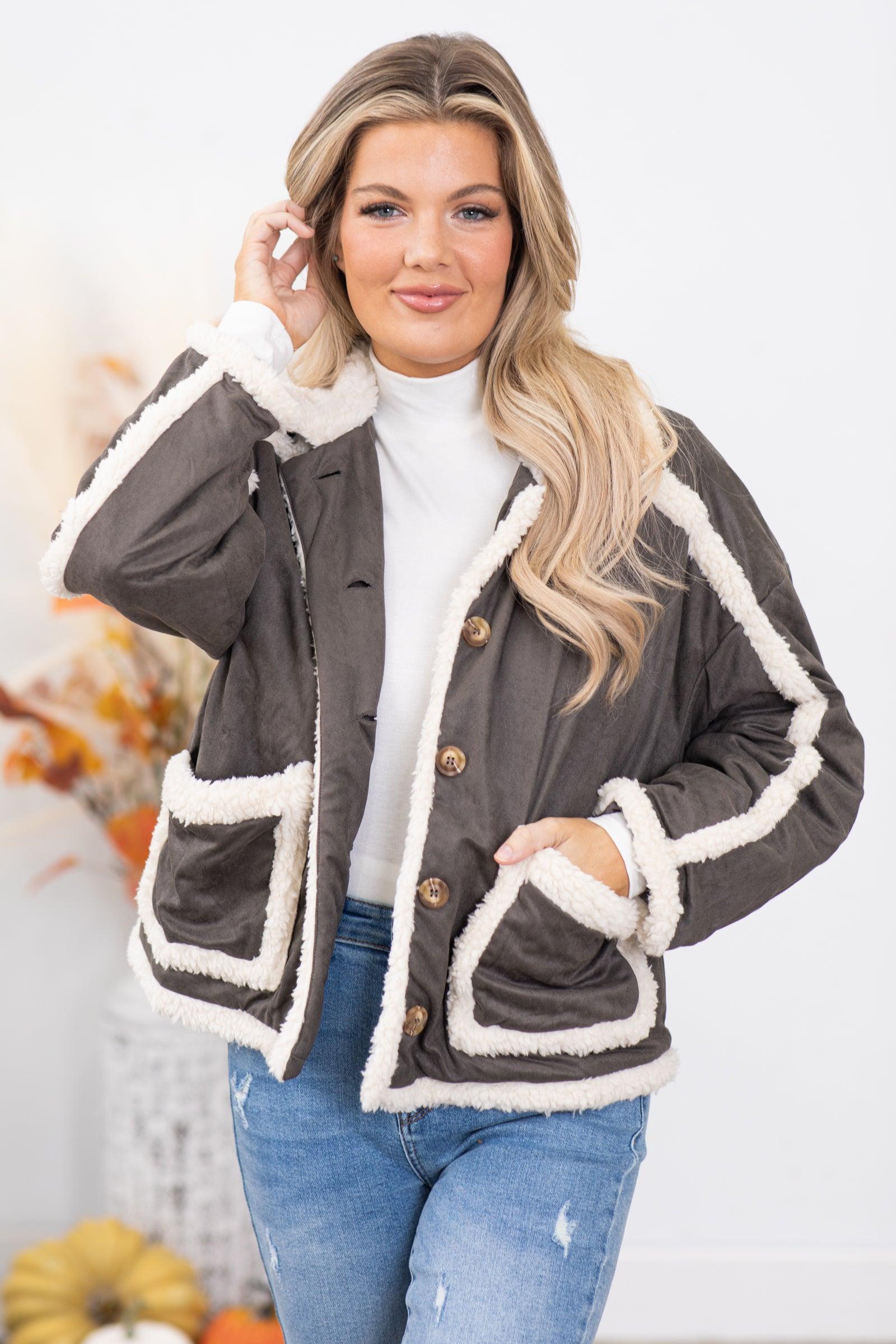 Steel and Ivory Sherpa Trim Jacket Product Image