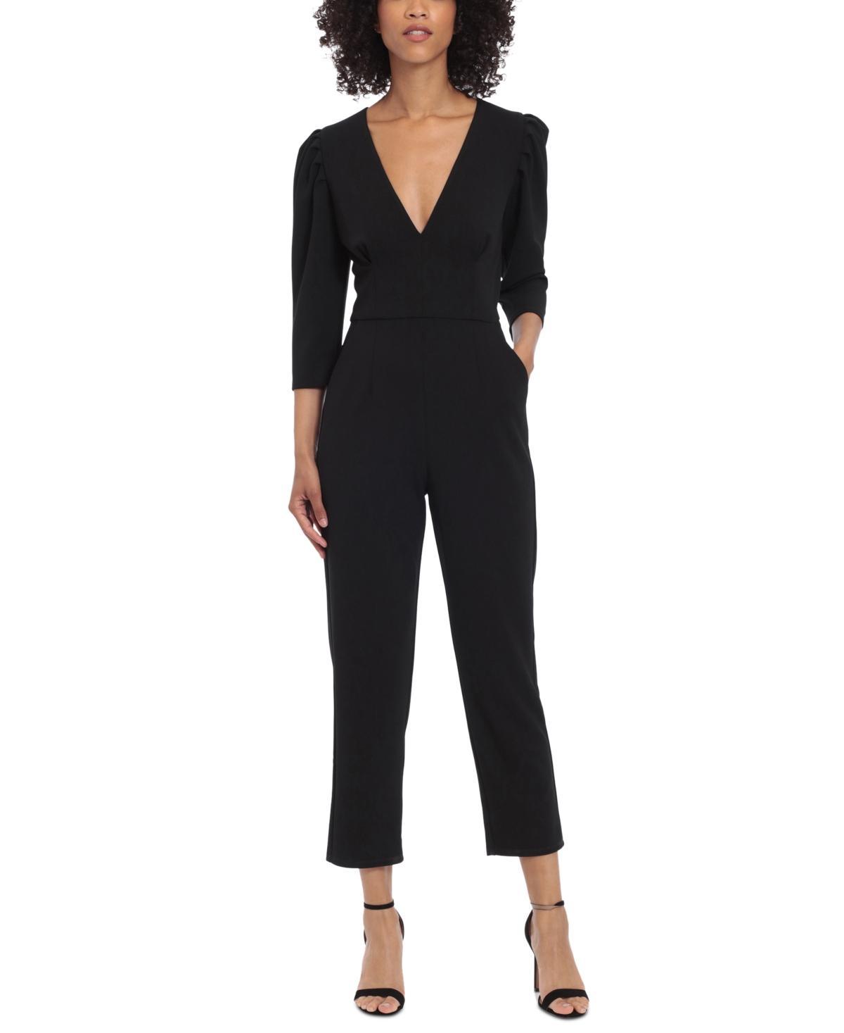 Donna Morgan Womens V-Neck 3/4-Sleeve Jumpsuit Product Image