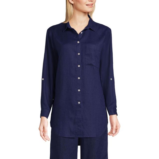 Womens Lands End Roll Sleeve Relaxed Tunic Top Product Image