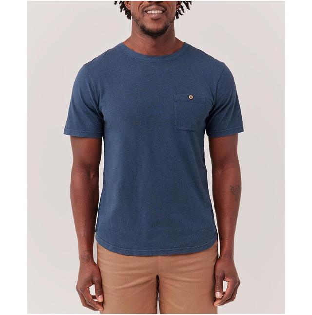 Mens Seaside Linen Blend Short Sleeve Pocket Crew L Product Image