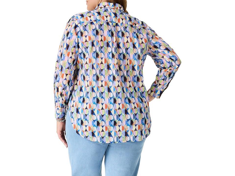 NIC+ZOE Plus Size Social Circles Boyfriend Shirt Multi) Women's Clothing Product Image