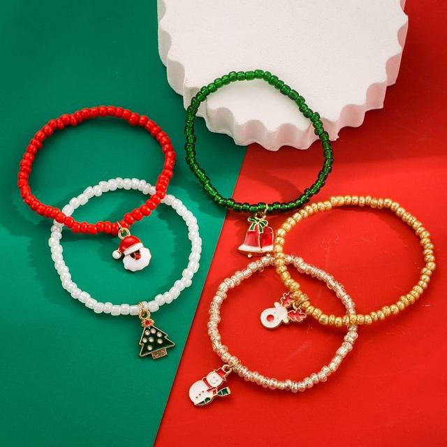 Set of 5: Christmas Beaded Bracelet Product Image