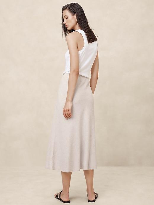 Linen-Blend Midi Slip Skirt Product Image