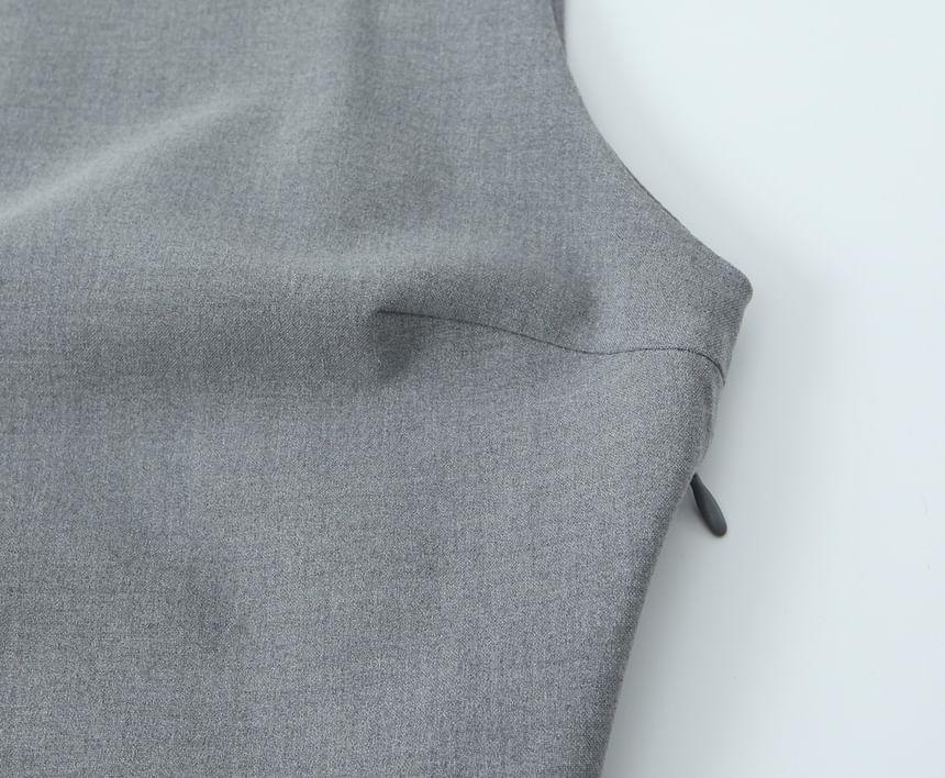 Sleeveless Plain Mini A-Line Dress Product Image