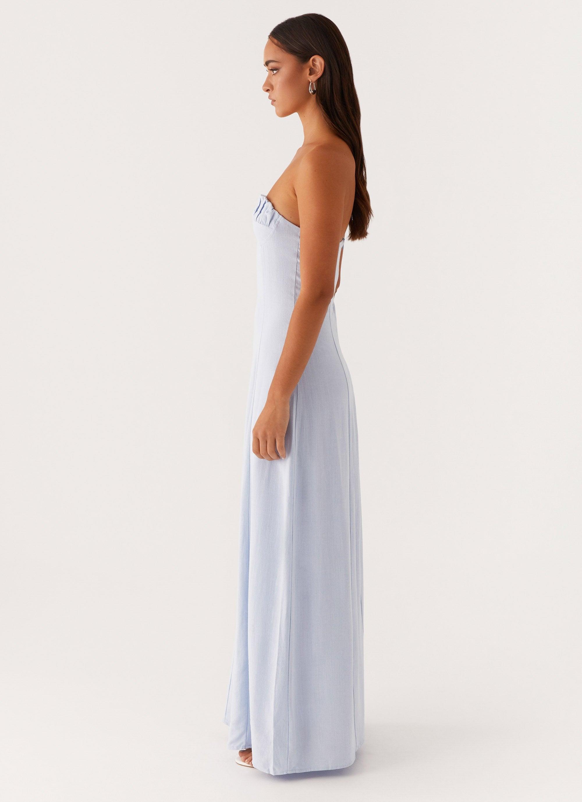 Tayla Linen Maxi Dress - Blue Product Image