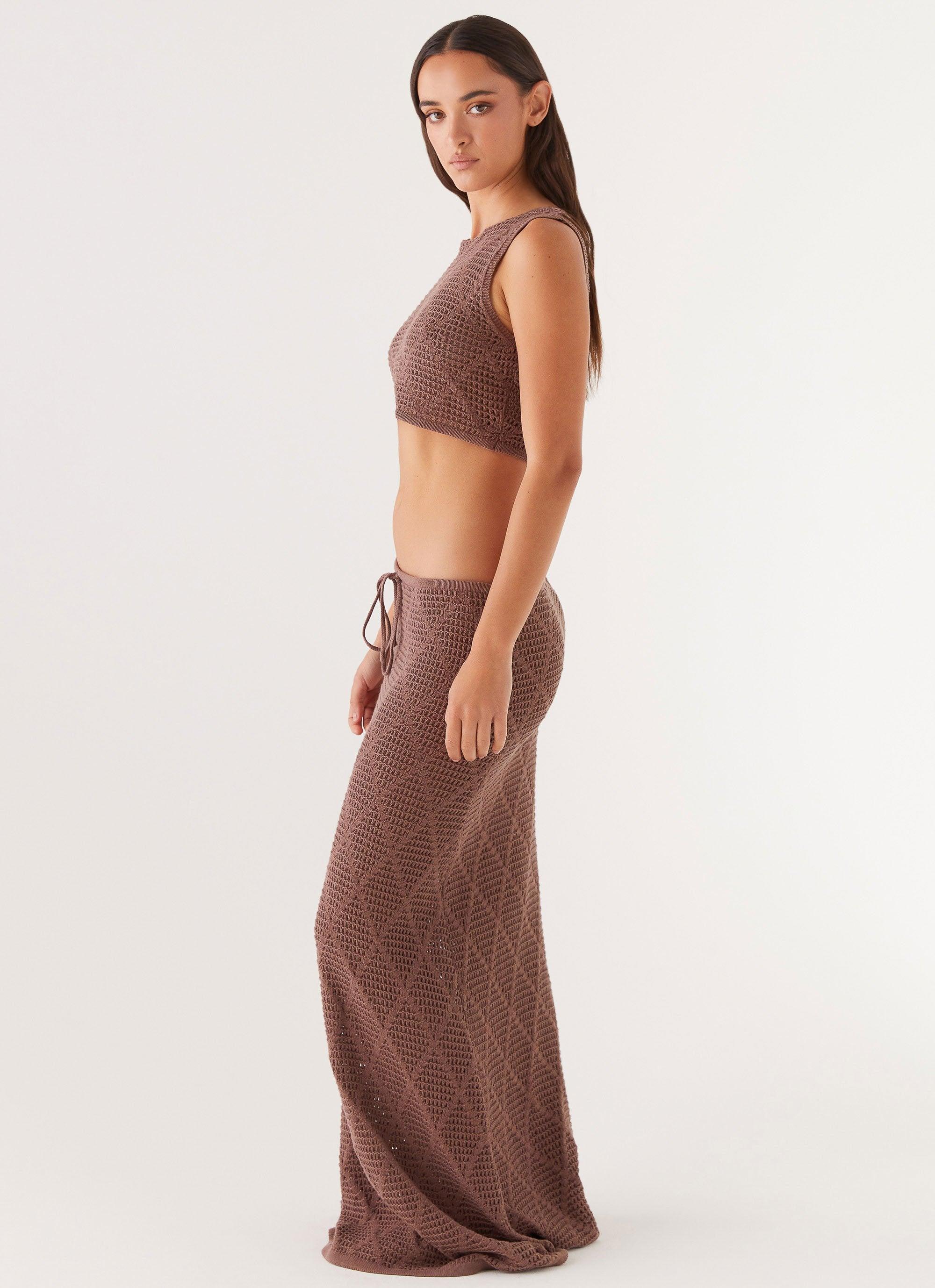 Santonio Crochet Crop Top - Chocolate Product Image