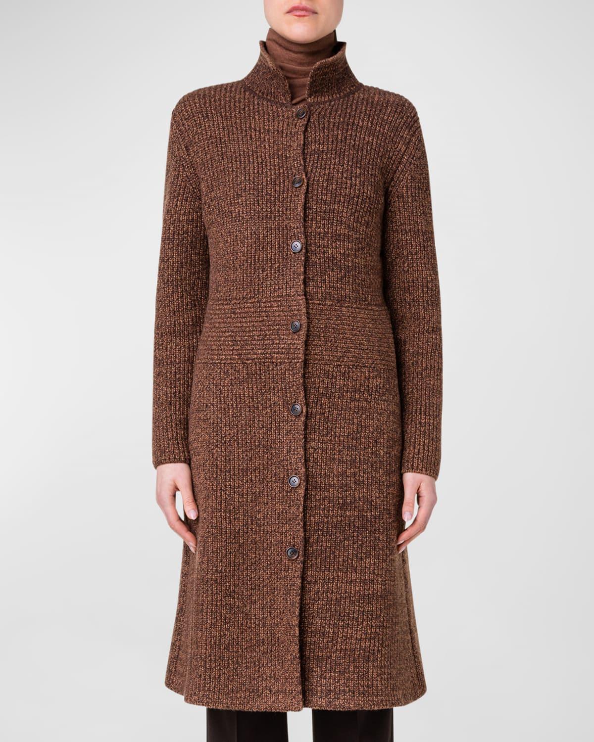 Womens Cashmere-Wool Mouline Rib-Knit Coat Product Image