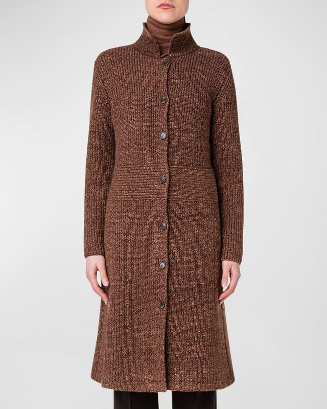 Womens Cashmere-Wool Mouline Rib-Knit Coat Product Image